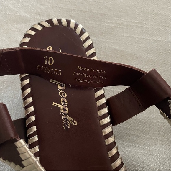 Free People Sedona Sandals Leather Platform Boho Brown Gold NEW Size 10 - Picture 3 of 7